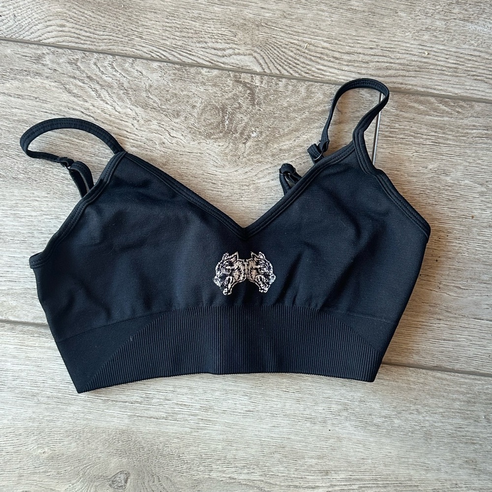 Darc Sport Black Embroidered Twin Tiger Sports Bralette